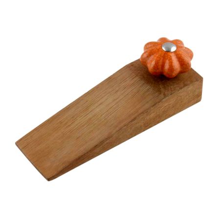 Orange Crackle Melon Ceramic Wooden Door Stopper